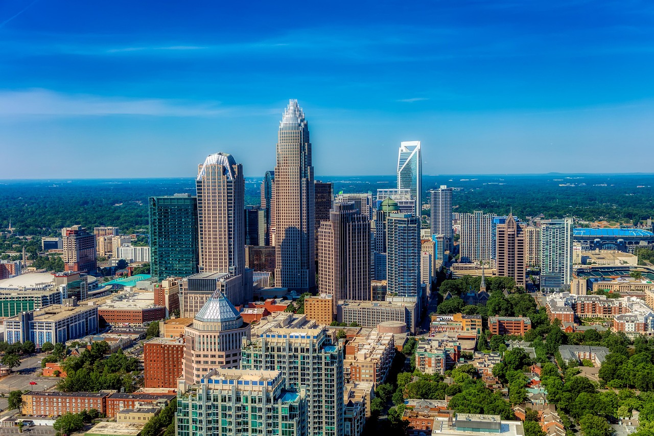 Charlotte - Same Day Courier Service Coverage Area Charlotte skyline - Bocsit courier services area
