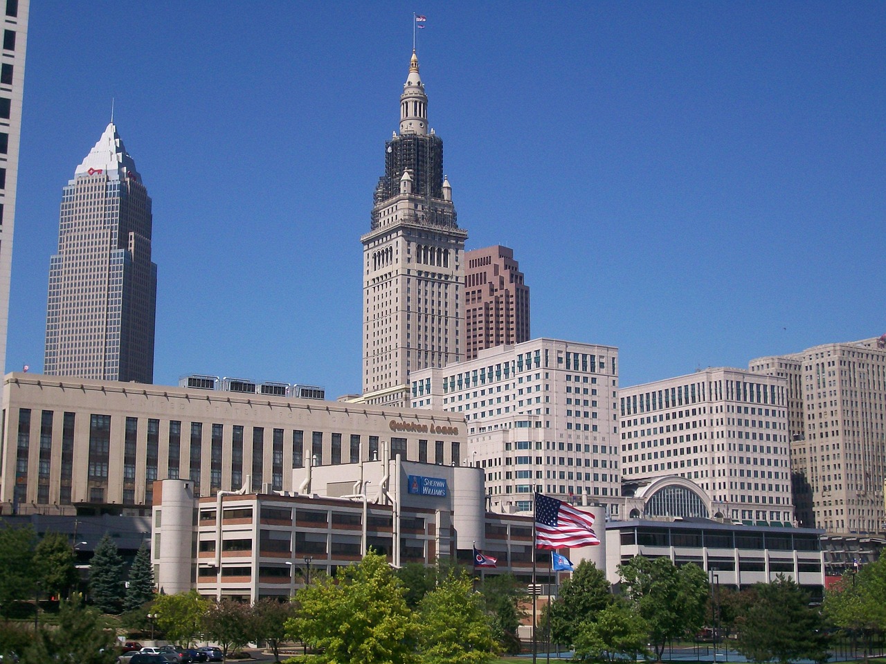 Cleveland - Same Day Courier Service Coverage Area Cleveland skyline - Bocsit courier services area